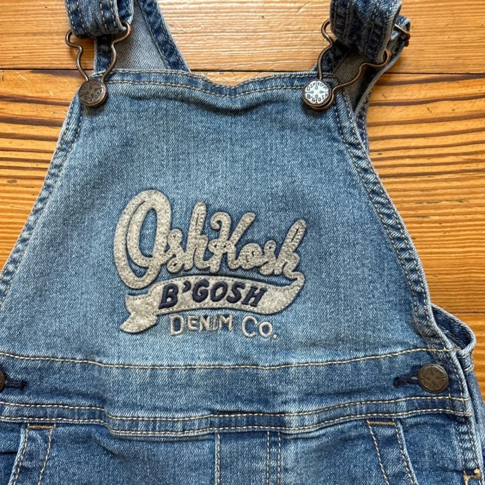 OshKosh B'Gosh Denim Overalls Kids Blue Excellent Embroidered Logo SIZE‎ 18M